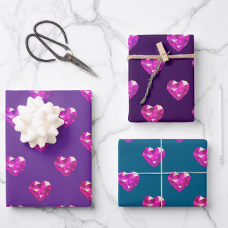 Heart Gemstone  Wrapping Paper Sheet