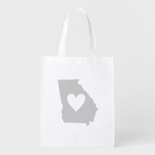 Heart Georgia state silhouette Reusable Grocery Bag