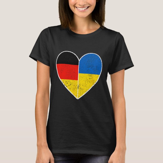 Heart Germany And Ukraine Solidarity Friendship Vi T-Shirt (Front)