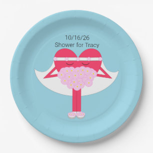 Heart Getting Married Bridal Shower Paper Plate