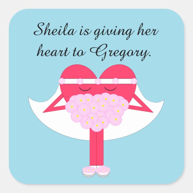 Heart Getting Married Bridal Shower Square Sticker (Front)