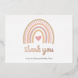 Heart Girl Boho Rainbow Baby Shower Thank You Card
