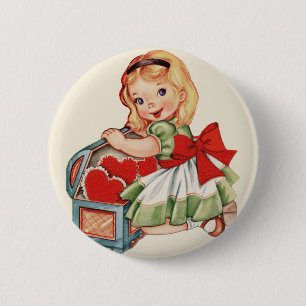 Heart Girl Child Retro Cute Children 6 Cm Round Badge