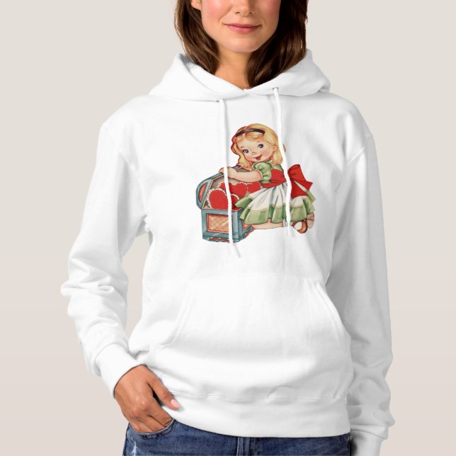 Heart Girl Child Retro Cute Children Hoodie (Front)