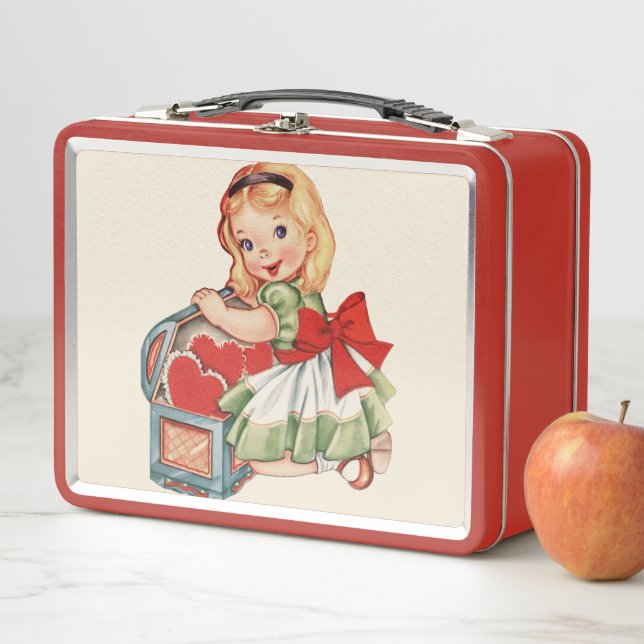 Heart Girl Child Retro Cute Children Metal Lunch Box (In Situ)