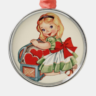 Heart Girl Child Retro Cute Children Metal Tree Decoration