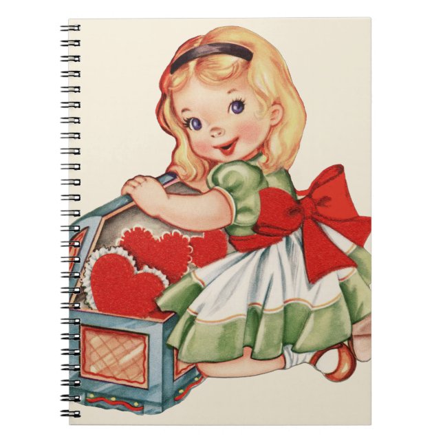 Heart Girl Child Retro Cute Children Notebook (Front)