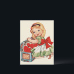 Heart Girl Child Retro Cute Children Postcard<br><div class="desc">A cute retro style from the 1950s,  this little girl is opening up her box full of hearts. From a vintage valentines card.</div>