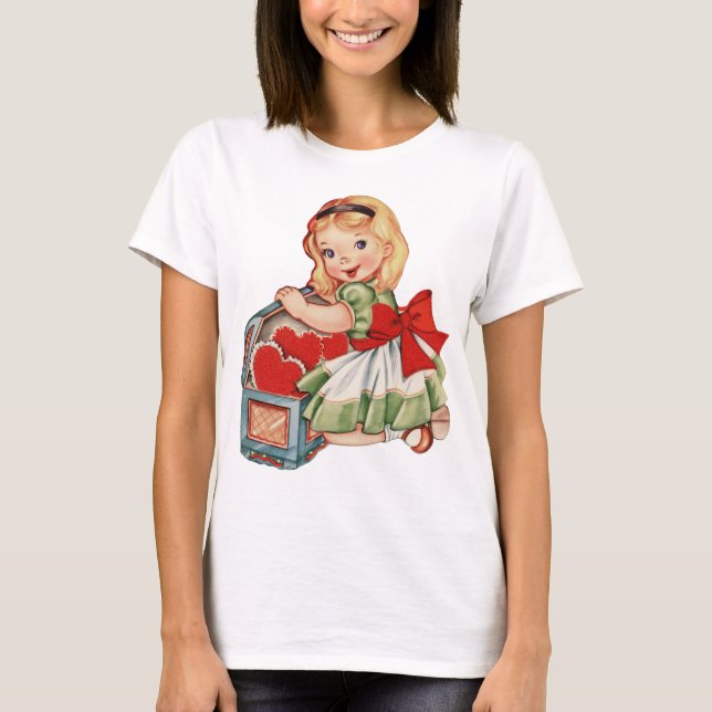 Heart Girl Child Retro Cute Children T-Shirt (Front)