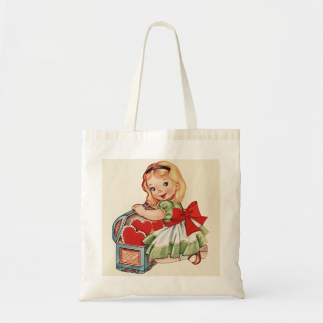 Heart Girl Child Retro Cute Children Tote Bag (Front)