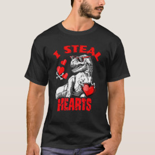 Heart Glasses Dinosaur I Steal Hearts Boys Men Wom T-Shirt