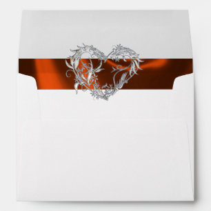 Heart, Glitter & Copper Ribbon Wedding Envelope