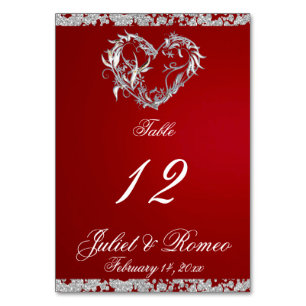 Heart & Glitter - Crimson Table Number