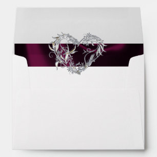 Heart, Glitter & Purple Ribbon Wedding Envelope