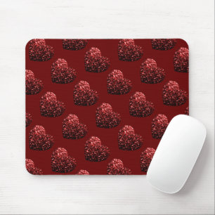 Heart glitter sparkles pattern dark red Valentines Mouse Mat
