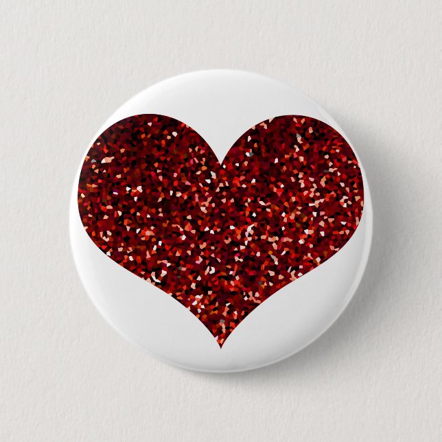 Heart Glittery Red Glitter Sparkle Pattern Wedding 6 Cm Round Badge (Front)