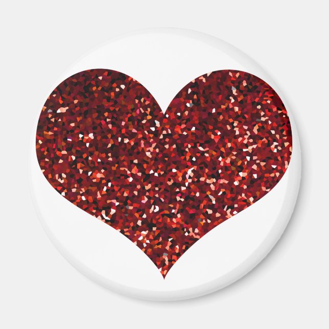 Heart Glittery Red Glitter Sparkly Pattern Wedding Magnet (Front)