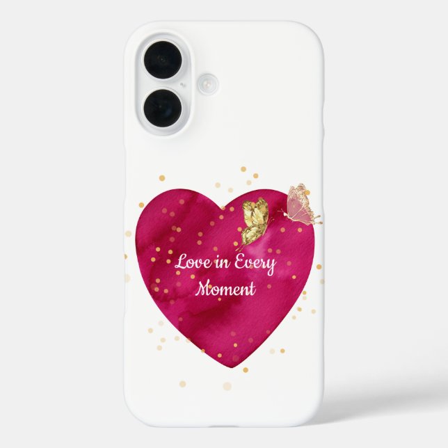Heart & Gold Butterfly Valentine Phone Case (Back)