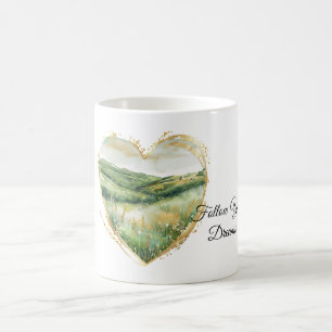 Heart Gold Green Grass Hills Coffee Mug