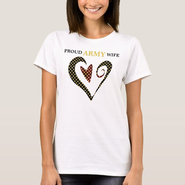 Heart Gold Star Army Wife T-Shirt (Front)