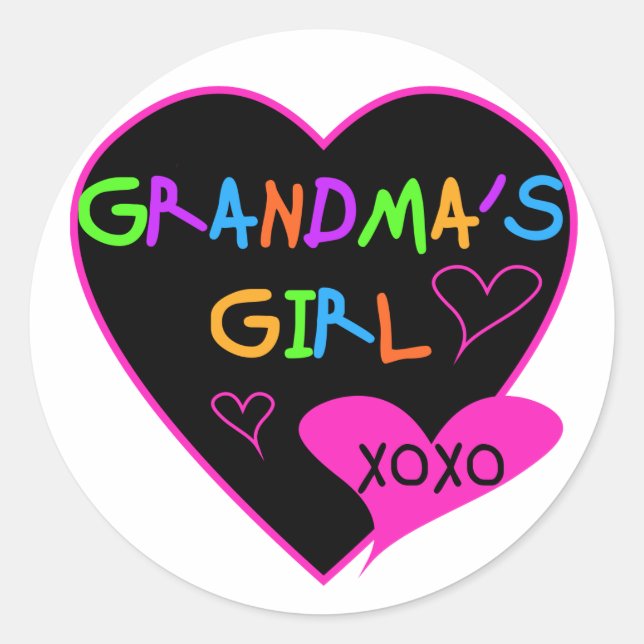 Heart Grandma's Girl T-shirts and Gifts Classic Round Sticker (Front)