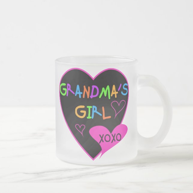 Heart Grandma's Girl T-shirts and Gifts Frosted Glass Coffee Mug (Right)