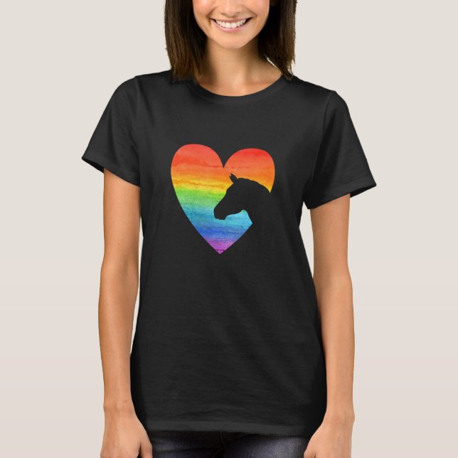 Heart Graphic Horse Lover Equestrian Rider Horses  T-Shirt (Front)