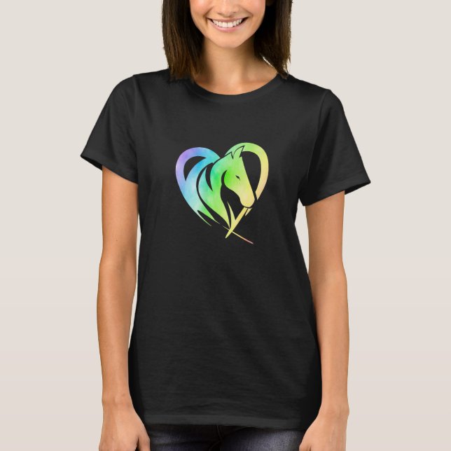 Heart Graphic Horse Lover Equestrian Rider Horses  T-Shirt (Front)