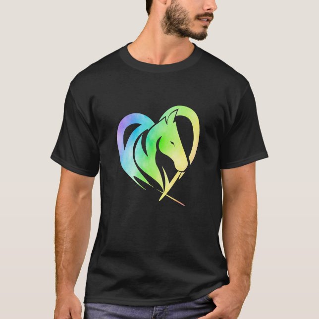 Heart Graphic Horse Lover Equestrian Rider Horses  T-Shirt (Front)