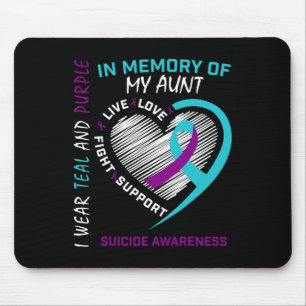 Heart Graphic In Memory Of Aunt Suicide Awareness Mouse Mat