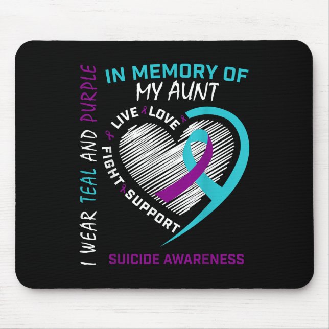 Heart Graphic In Memory Of Aunt Suicide Awareness  Mouse Mat (Front)