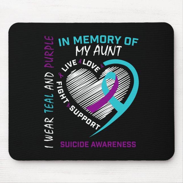 Heart Graphic In Memory Of Aunt Suicide Awareness  Mouse Mat (Front)