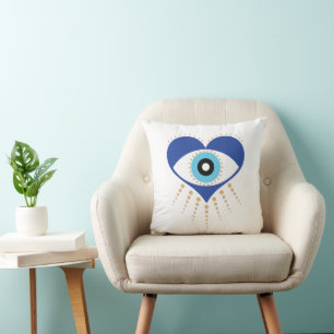 Heart Greek Evil Eye Cushion