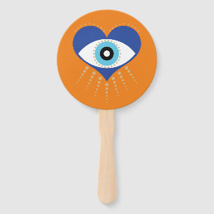 Heart Greek Evil Eye Hand Fan