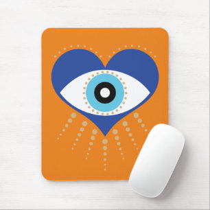 Heart Greek Evil Eye Mouse Mat