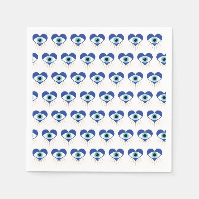 Heart Greek Evil Eye Napkin (Front)