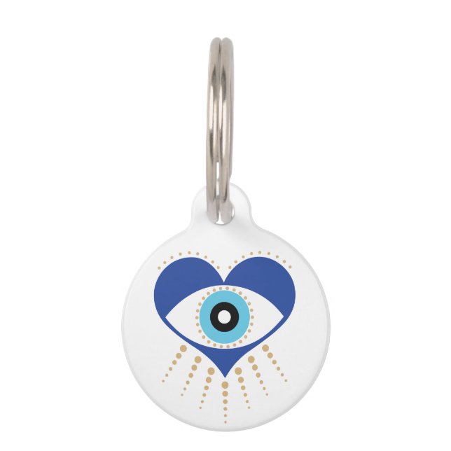 Heart Greek Evil Eye Pet Tag (Front)