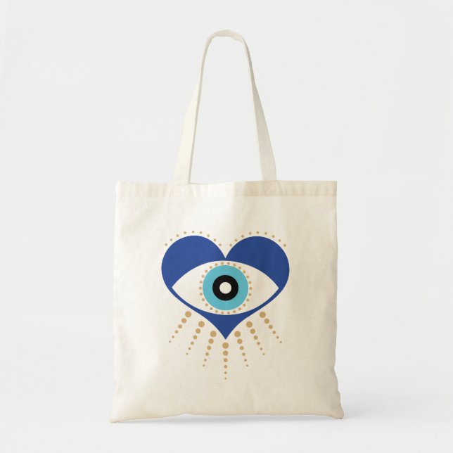 Heart Greek Evil Eye Tote Bag (Front)