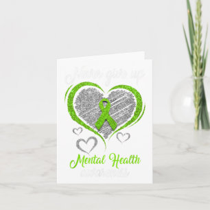 Heart Green Ribbon Mental Health S Awareness Card