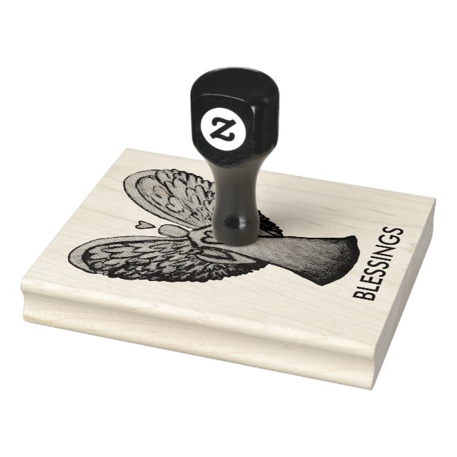 Heart Guardian Angel Custom Rubber Stamp Art (Stamp)