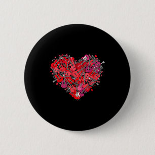 Heart Guitar Love Valentines Day Guitarist Player 6 Cm Round Badge