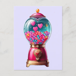 Heart Gumball Machine Postcard