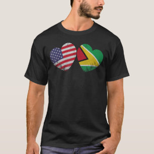 Heart Guyanese American Flag Patriotic Family Heri T-Shirt