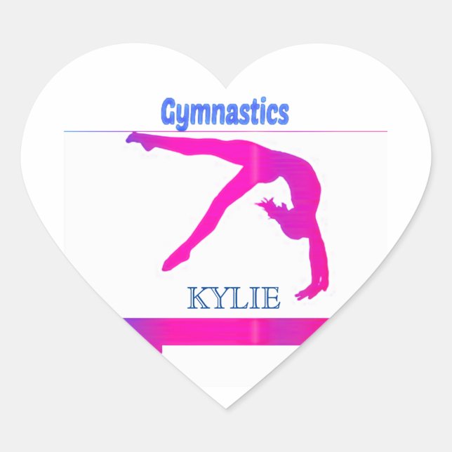 HEART GYMNASTICS STICKERS. Custom name available. Sticker (Front)