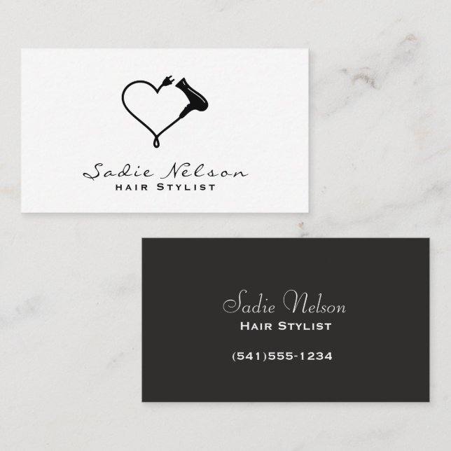 Heart Hairdryer Hair stylist Salon Tools Beauty Business Card (Front/Back)