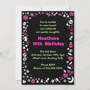 Heart Halloween Happy Birthday Party Invitation