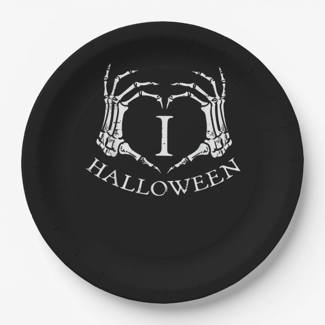 Heart Halloween Skeleton Hand Costume Men Women Ki Paper Plate (Front)