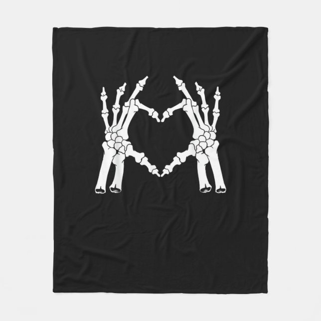 Heart - Halloween Skeleton Hand Fleece Blanket (Front)