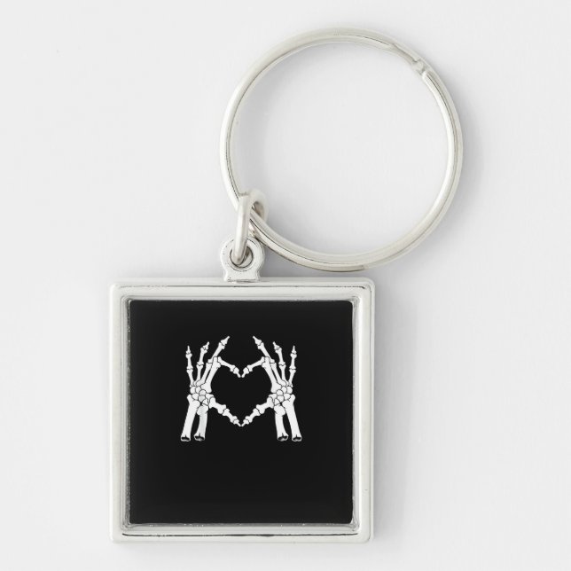 Heart - Halloween Skeleton Hand Key Ring (Front)