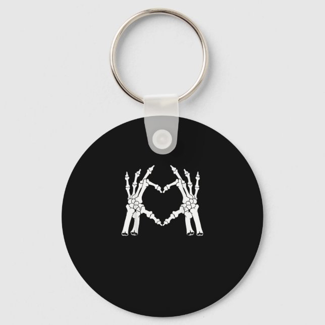 Heart - Halloween Skeleton Hand Key Ring (Front)